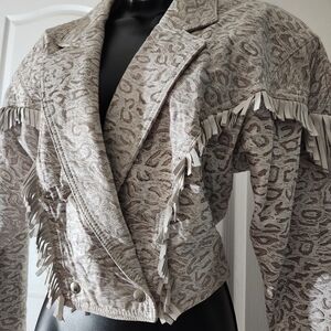 Mario Zarelli Leather Fringe Cropped Jacket